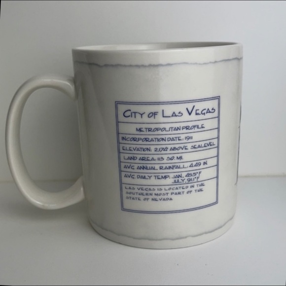 2007 Starbucks 18 Fl Oz Las Vegas Nevada ARCHITECTURE SERIES Blue & White Mug - Picture 2 of 8